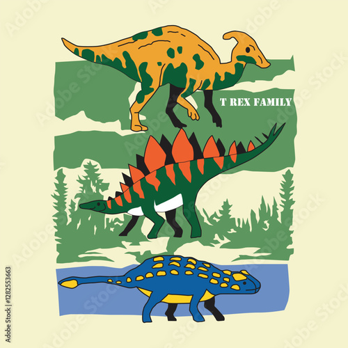 dinosaurs explorer design cartoon vector illustration