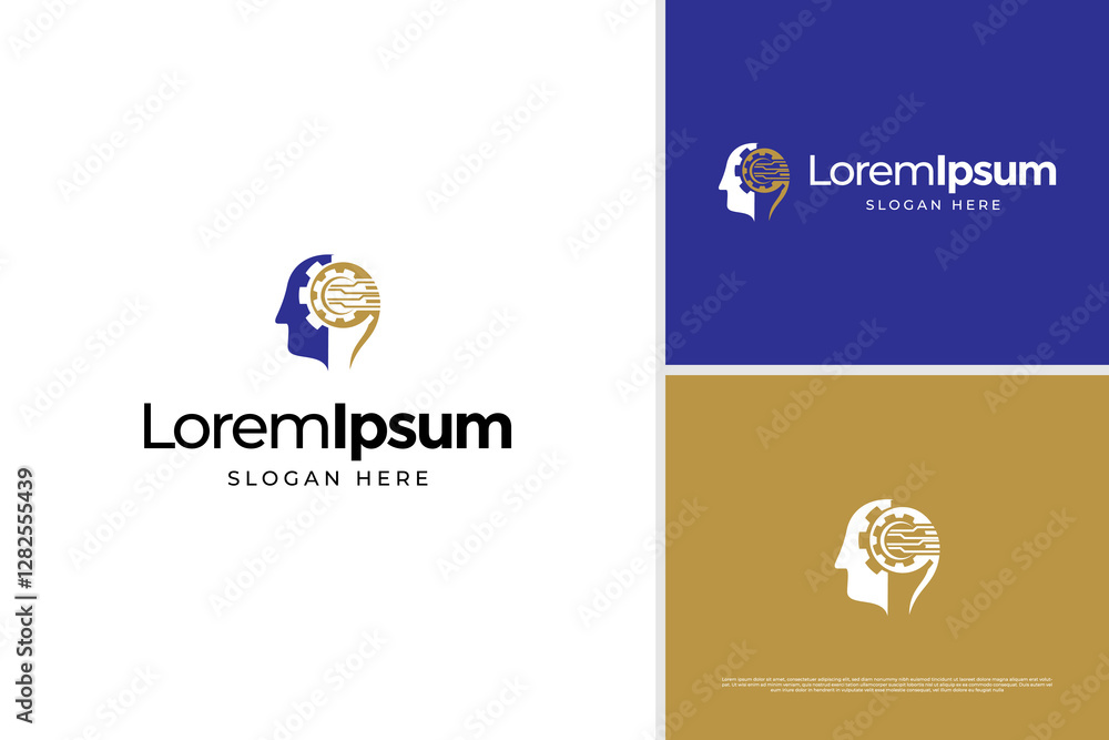 Brain human tech icon vector design. Head logo, digital brain logo design template Brain human tech icon vector design. Head logo, digital brain logo design template