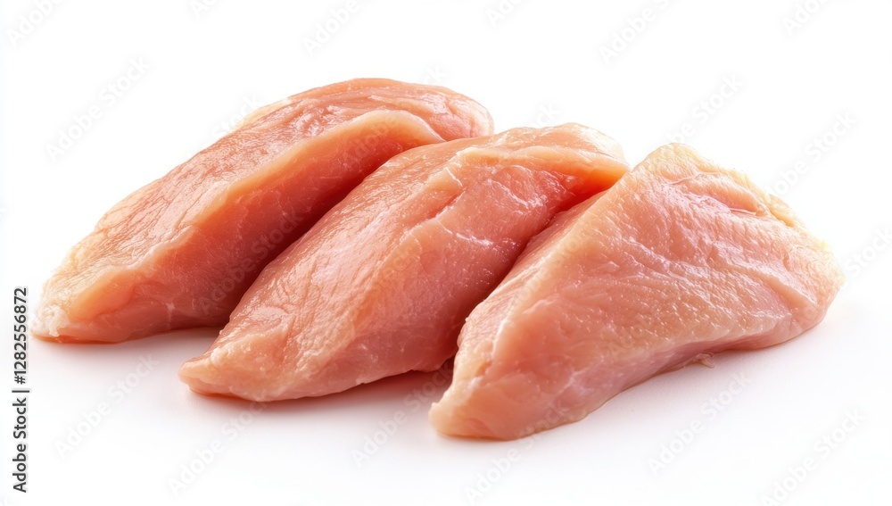Fresh Chicken Fillets: Close-up of raw, succulent chicken fillets, prepared and ready for cooking, presenting a clean, fresh look, perfect for culinary uses. Fresh Chicken Fillets: Close-up of raw, succulent chicken fillets, prepared and ready for cooking, presenting a clean, fresh look, perfect for culinary uses.