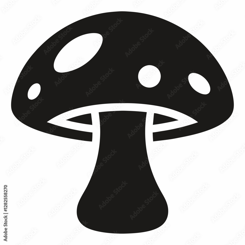 Mushroom black silhouette vector icon on white background Mushroom black silhouette vector icon on white background