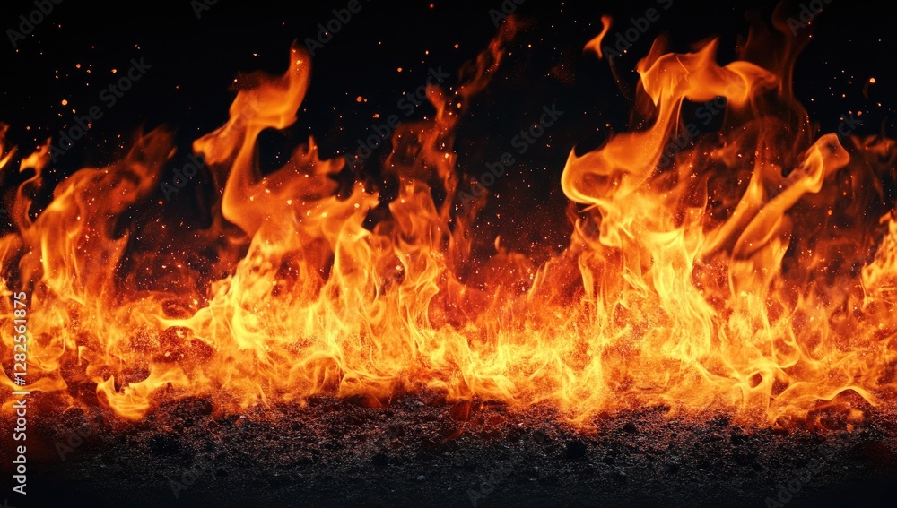 Fiery Inferno Background Burning Embers, Dark Studio Fiery Inferno Background Burning Embers, Dark Studio