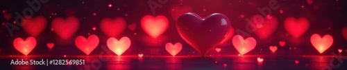 Heart-shaped lights illuminate a romantic Valentine's Day scene , celebration, illustration, graphic