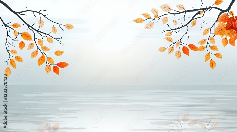 Autumnal Branches Reflecting in Calm Water Autumnal Branches Reflecting in Calm Water