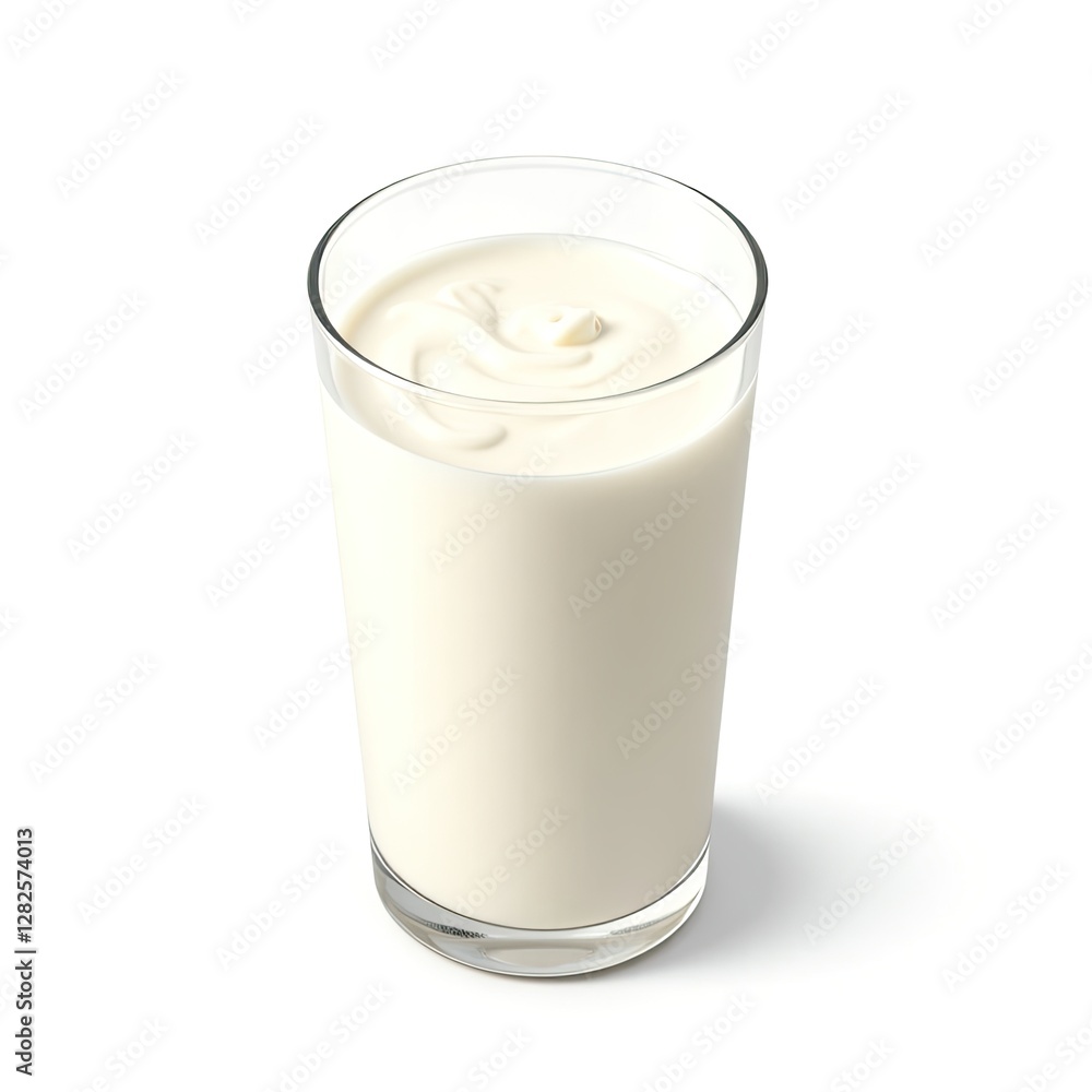 Isometric Glass of Creamy White Milk Drink Isometric Glass of Creamy White Milk Drink