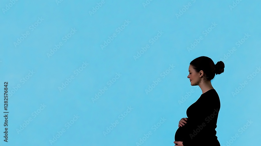 Expecting Mother Embracing the Joy of Pregnancy Against a Clear Sky Expecting Mother Embracing the Joy of Pregnancy Against a Clear Sky