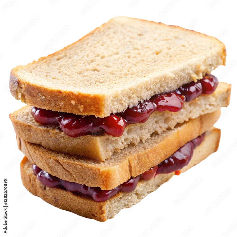 Peanut butter and jelly sandwich isolated on transparent background
Peanut butter and jelly sandwich isolated on transparent background