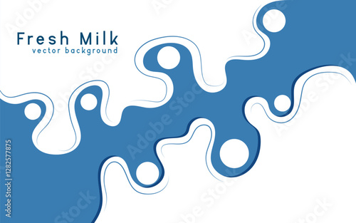 Modern poster fresh milk with splashes on a blue background