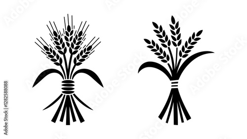 Simple black and white wheat sheaf Vector Illustration