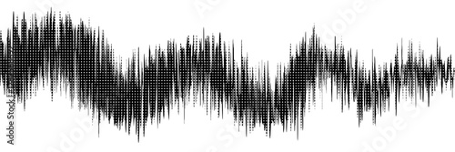 Vector retro grunge sound wave pattern. Audio equalizer halftone design with pulse effect