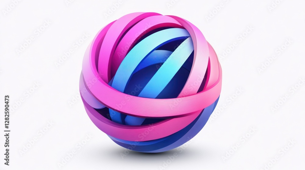 Abstract sphere with pink and blue interwoven ribbons. Abstract sphere with pink and blue interwoven ribbons.