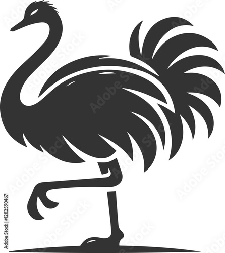 Ostrich stretching its long legs animal vector silhouette