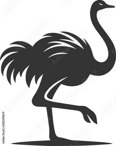 Ostrich stretching its long legs animal vector silhouette