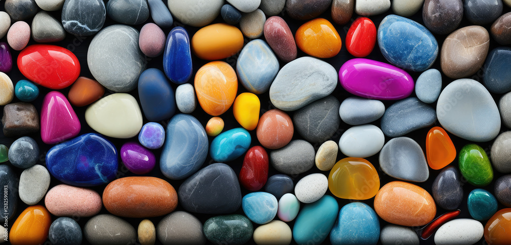 Vibrant Assorted Pebbles as Background Texture Vibrant Assorted Pebbles as Background Texture