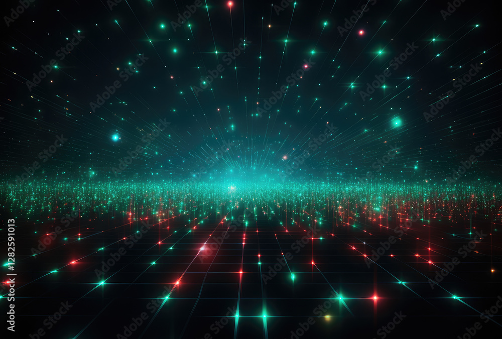 Obraz premium Hyperspace Digital Grid Light Show