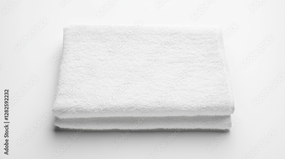 Soft and Fluffy White Towel on a Minimalist Background Soft and Fluffy White Towel on a Minimalist Background