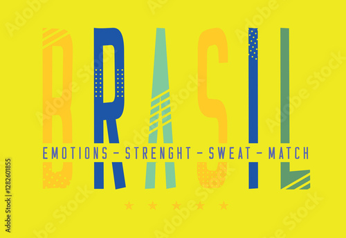 Vector illustration of lettering alluding to Brazil and fans at sporting events.