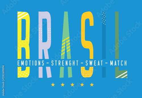 Vector illustration of lettering alluding to Brazil and fans at sporting events.