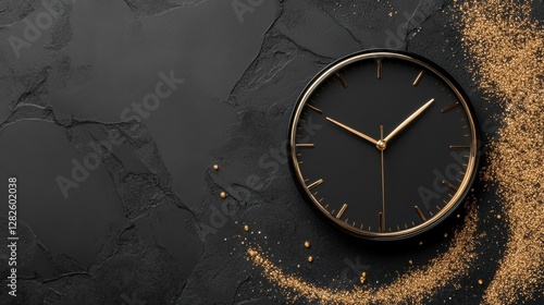 Wallpaper Mural Modern black and gold clock on dark surface realistic photo stylish design minimalist concept Torontodigital.ca