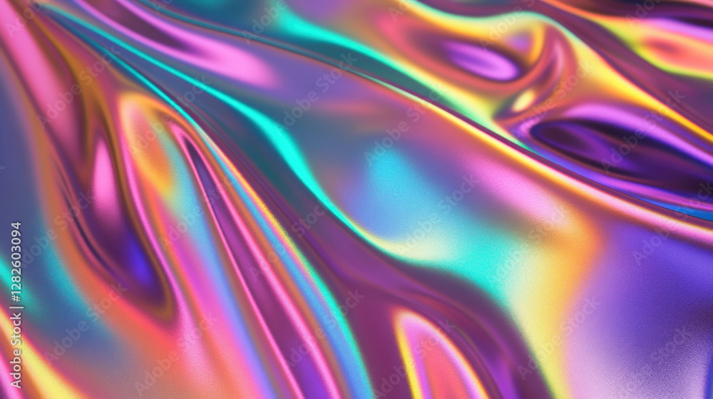 smooth reflective surface with iridescent holographic effect, showcasing vibrant colors and fluid patterns that evoke sense of movement and depth smooth reflective surface with iridescent holographic effect, showcasing vibrant colors and fluid patterns that evoke sense of movement and depth