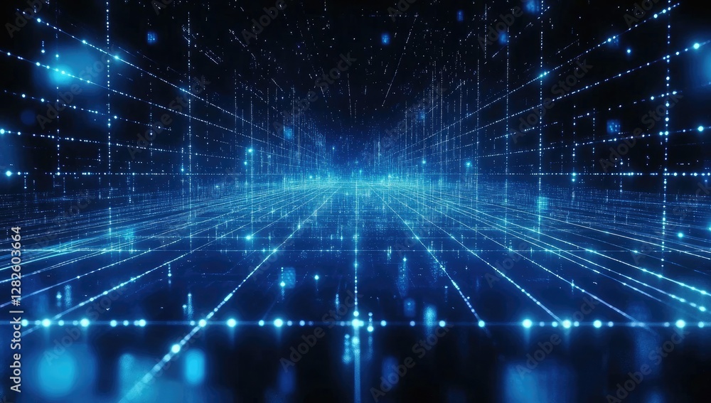 Digital highway data stream, glowing grid, futuristic city background, tech concept Digital highway data stream, glowing grid, futuristic city background, tech concept