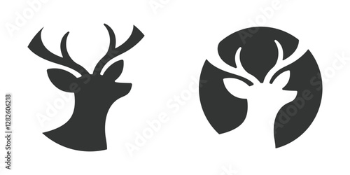 Set of wild deer silhouettes in flat style isolated on white background. Deer head vector illustration business deer logo icon design. black and white deer head brand logo in vector format simple icon