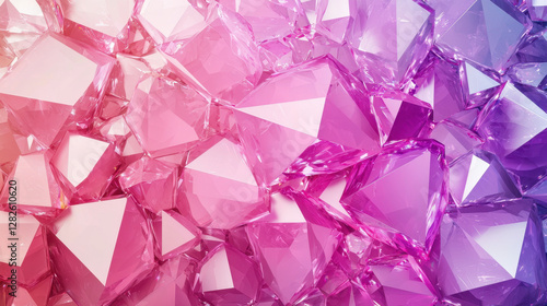 Abstract shiny scarlet and violet crystal background with geometric shapes, creating vibrant and dynamic visual effect that captivates viewer attention