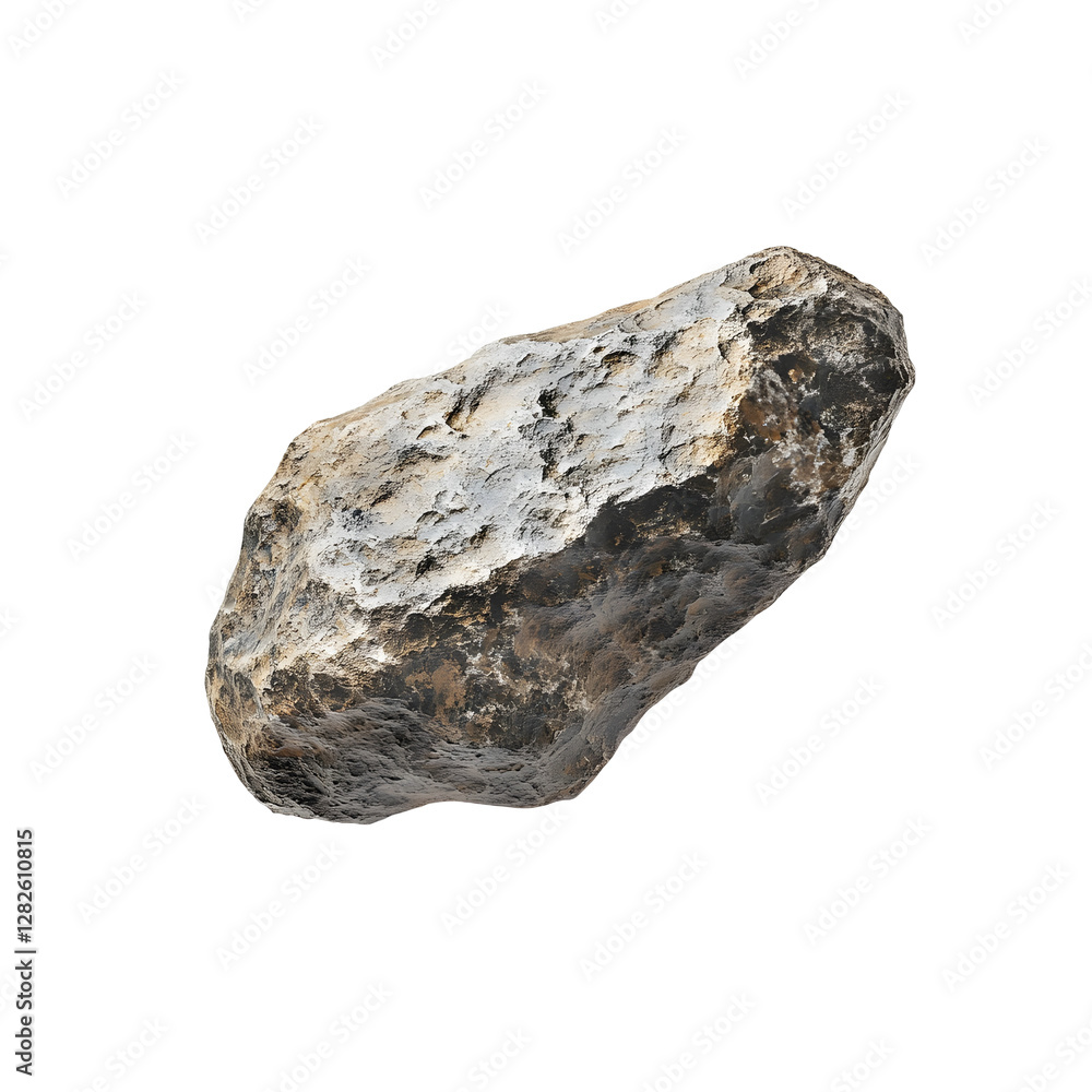 A rough-textured rock with brown and gray hues, isolated on a white background. A rough-textured rock with brown and gray hues, isolated on a white background.