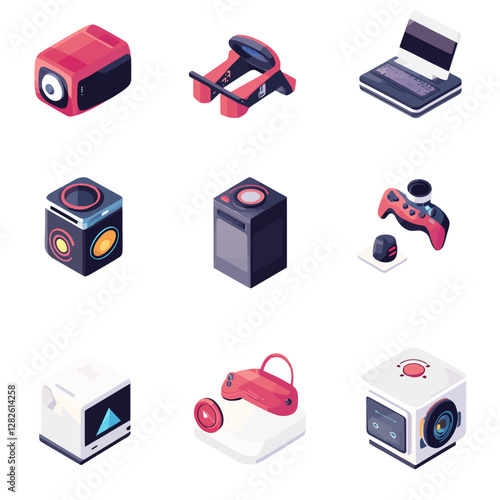 Isometric View of Modern Tech Gadgets for Virtual and Augmented Reality