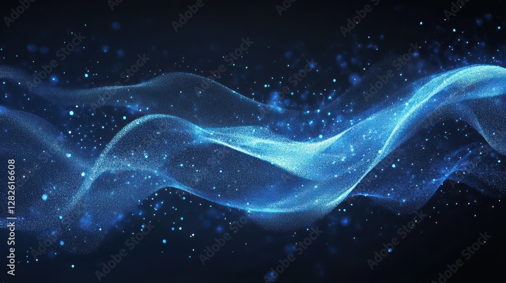 Abstract blue light wave flowing on dark background Abstract blue light wave flowing on dark background