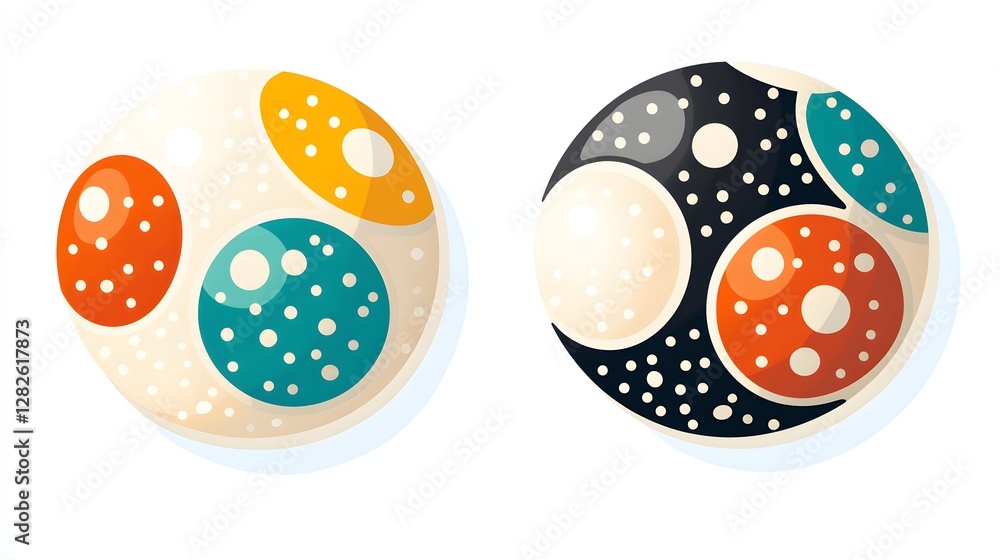 custom made wallpaper toronto digitalColorful Round Shapes with Dots and Patterns on White Background