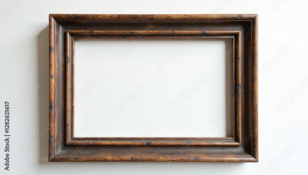 Antique wooden picture frame, distressed finish, white backdrop, simple, clean, white background Antique wooden picture frame, distressed finish, white backdrop, simple, clean, white background