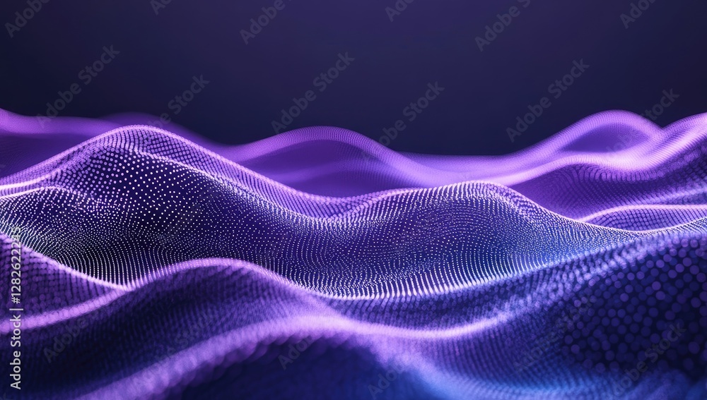 Purple digital waves flow, dark background, abstract tech Purple digital waves flow, dark background, abstract tech