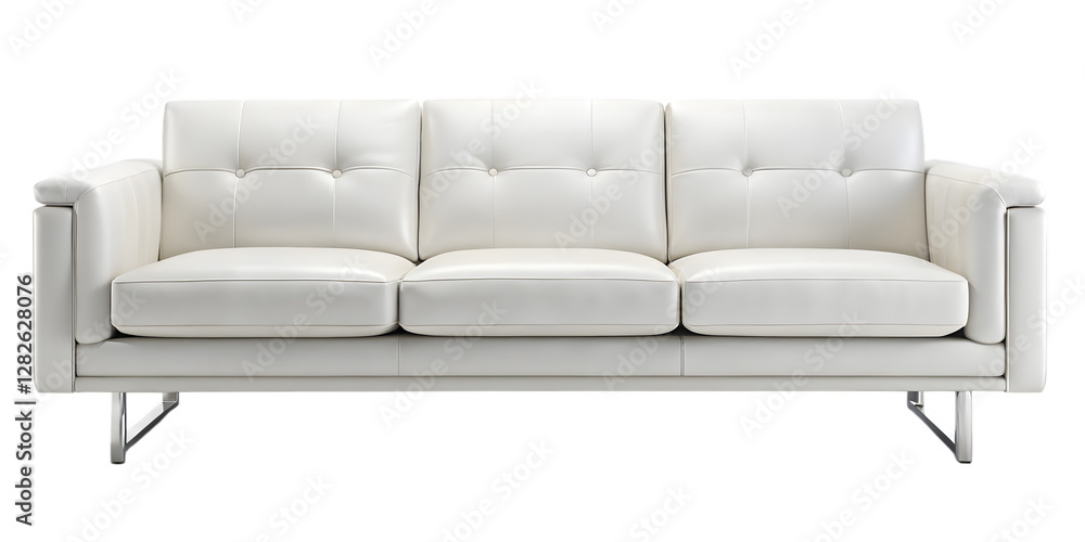 Obraz premium Modern Comfort: A sleek, contemporary sofa embodies minimalist design with its clean lines, plush cushions, and polished metallic legs.