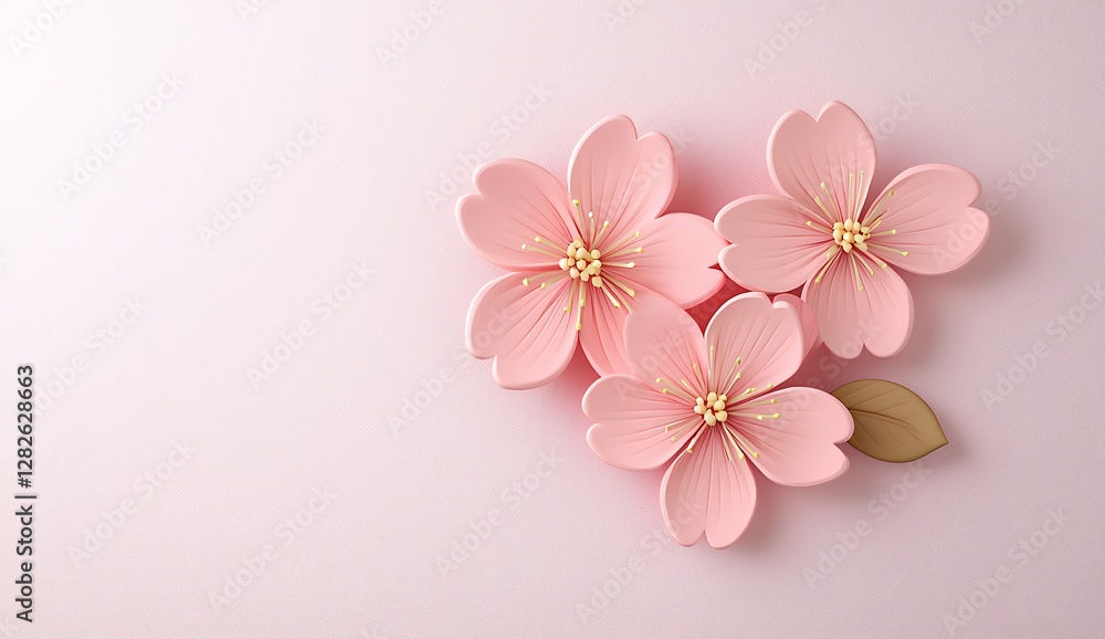 Delicate Pink Cherry Blossoms on Soft Pink Background Delicate Pink Cherry Blossoms on Soft Pink Background