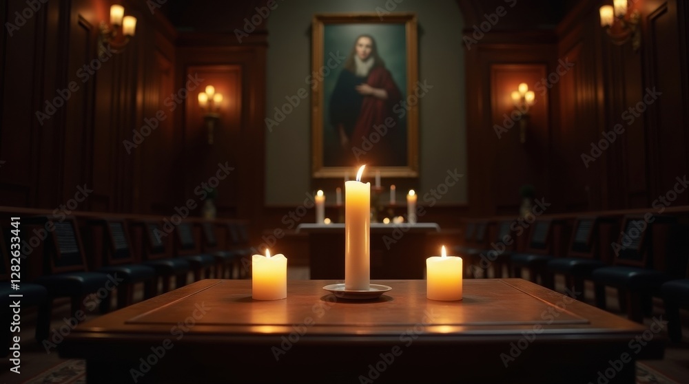 Funeral ceremony with holy water and prayer cultural traditions indoor setting emphasizing sadness and reflection Funeral ceremony with holy water and prayer cultural traditions indoor setting emphasizing sadness and reflection