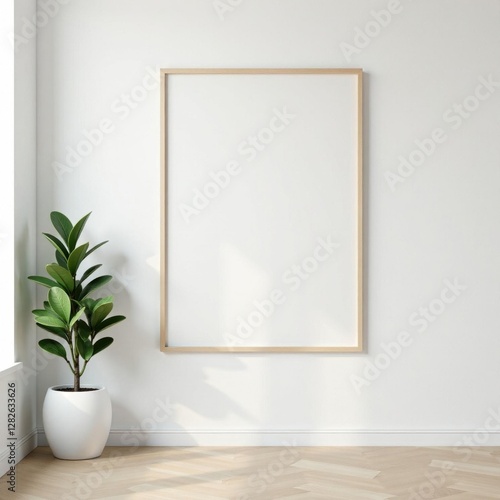 Bare, simple frame against white gallery wall, white, design, clean