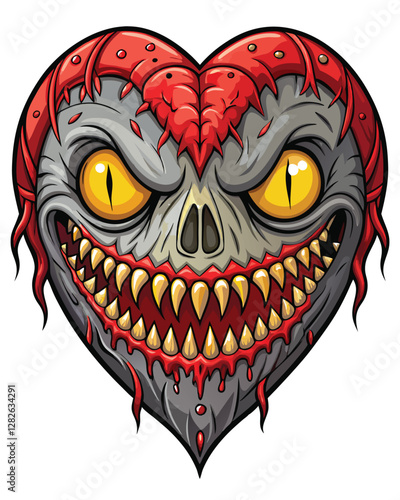 A monstrous, stitched heart, deeply scarred and pulsating faintly, rendered in dark, gothic style.  Show intricate stitching and visible muscle fibers.