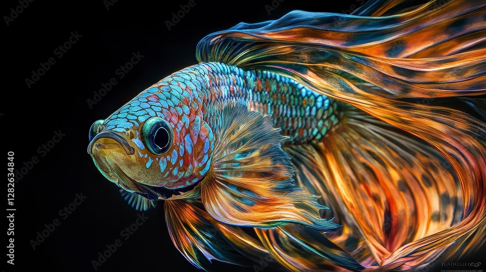 Fototapeta premium Vibrant Siamese Fighting Fish Colorful Betta Splendor