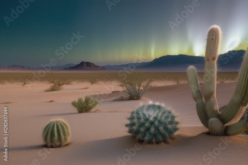 A Bioluminescent Desert Under the Stars photo