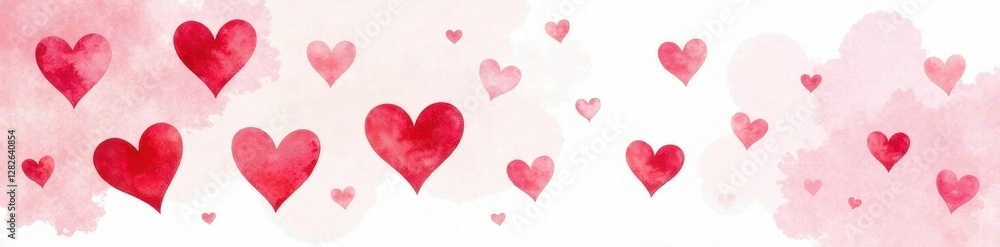 Subtle watercolor heart pattern,red and white, art, paper, pattern Subtle watercolor heart pattern,red and white, art, paper, pattern