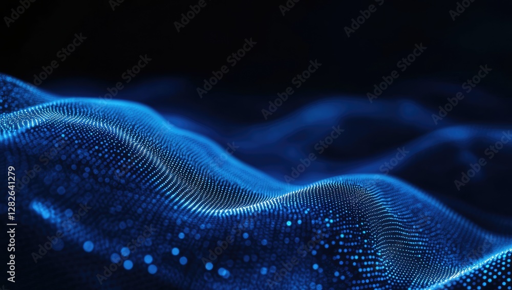 Blue digital wave flowing, dark background, technology abstract, website header Blue digital wave flowing, dark background, technology abstract, website header
