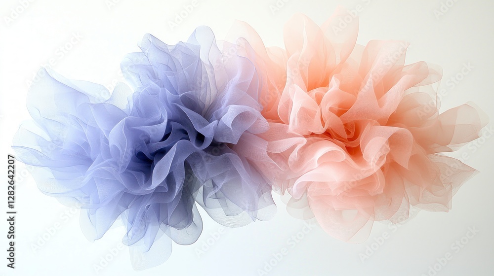 Pastel Tulle Fabric Abstract Swirls Soft Texture Delicate Drape Elegant Design Romant Pastel Tulle Fabric Abstract Swirls Soft Texture Delicate Drape Elegant Design Romant