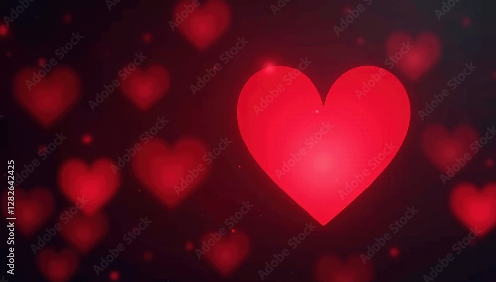 Red heart shaped bokeh, intense glow, dark backdrop, night, texture, glow Red heart shaped bokeh, intense glow, dark backdrop, night, texture, glow