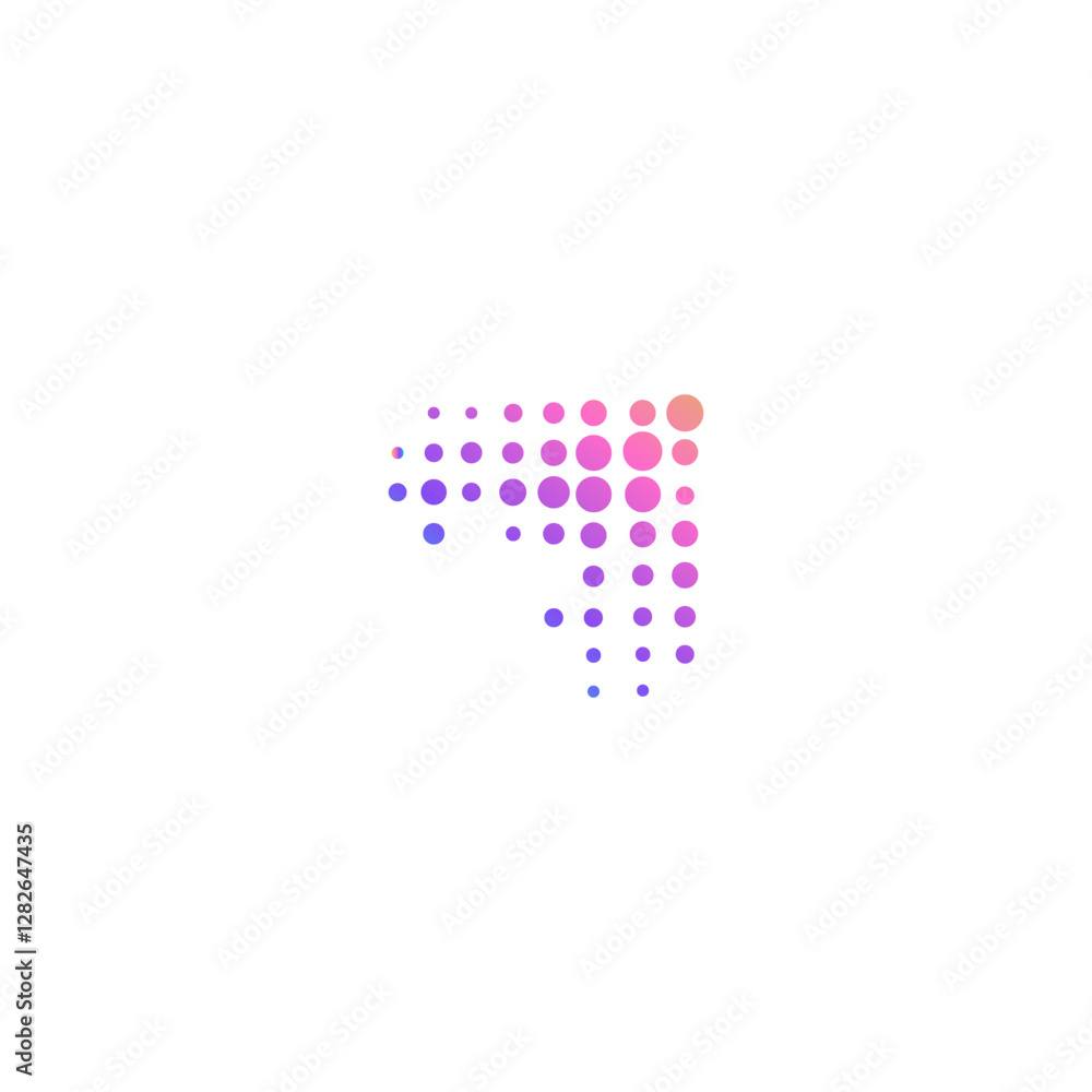 Arrow shape abstract pictogram combination with dots. Arrow technology logo symbol for investment finance business design vector Arrow shape abstract pictogram combination with dots. Arrow technology logo symbol for investment finance business design vector