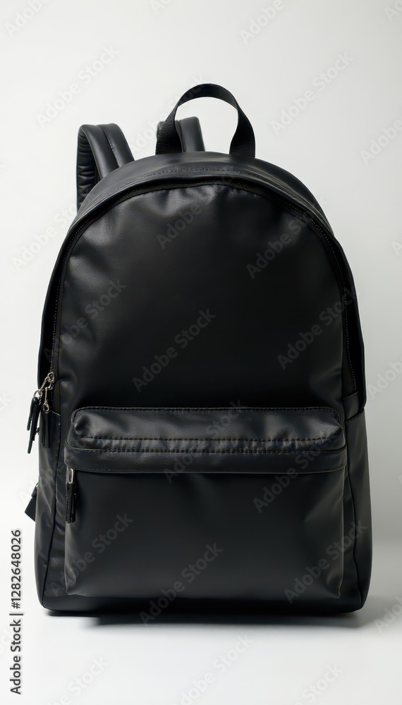 Naklejka premium Sleek black backpack, zipper closure, adjustable strap , practical, climbing