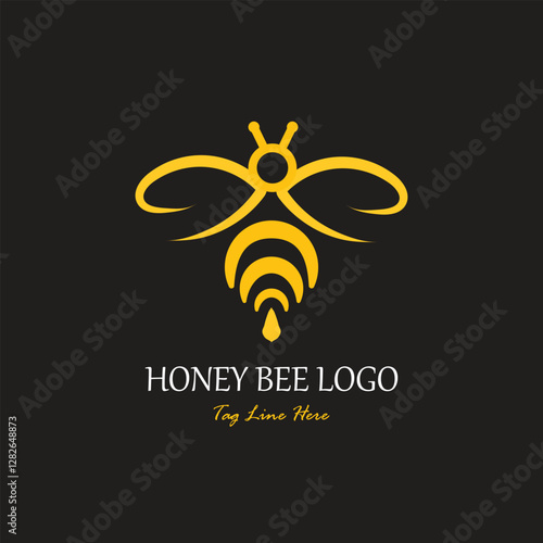 Honey bee logo simple color design vector template