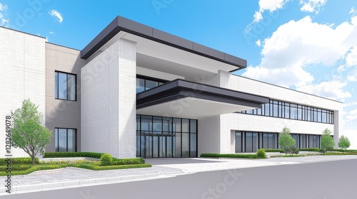 Wallpaper Mural Modern architectural design featuring a spacious entrance and large glass windows. Torontodigital.ca