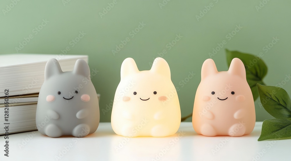 Adorable Bunny Night Lights Pastel Decor Kids Room Desk Lamp Adorable Bunny Night Lights Pastel Decor Kids Room Desk Lamp