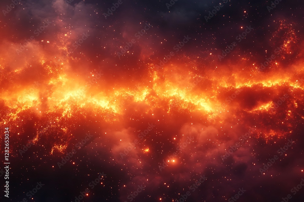 Fiery Nebula in Cosmic Space Fiery Nebula in Cosmic Space