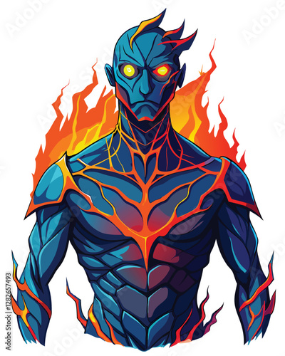 Render a surreal, faceless deity, its form cracked and glowing with ethereal light, emanating divine power.  Emphasis on the cracks and luminescence.